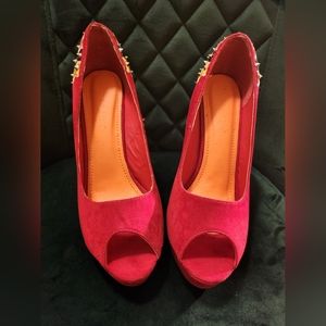 Red Spiked Heel Pump